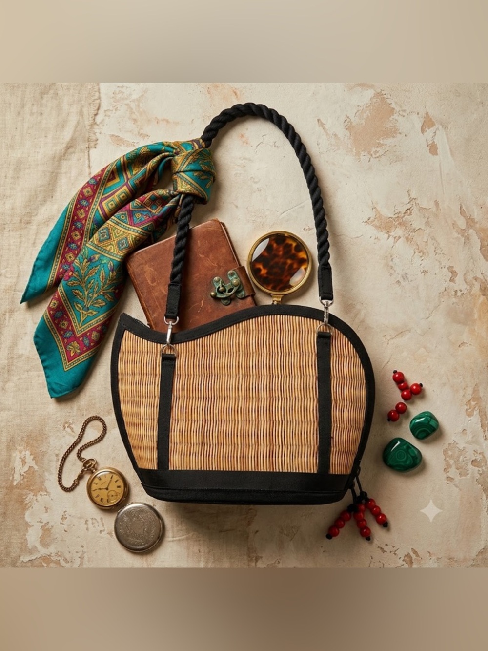 Baskets of Cambodia "The Kiri Wave" Small Straw Tote